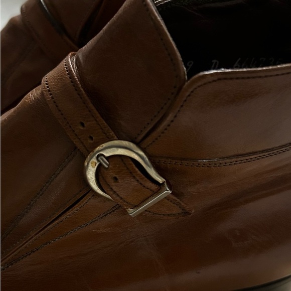 Vtg Florsheim Imperial Boots Triest Brown Leather Monk Strap Buckle 93053 Sz 9D main image 4